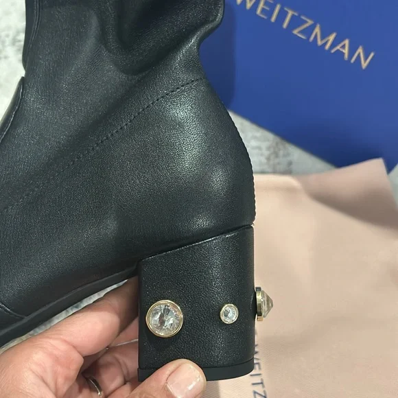 Stuart Weitzman Allshine 60 Leather Bootie in black size 7 NWT - Picture 10 of 13